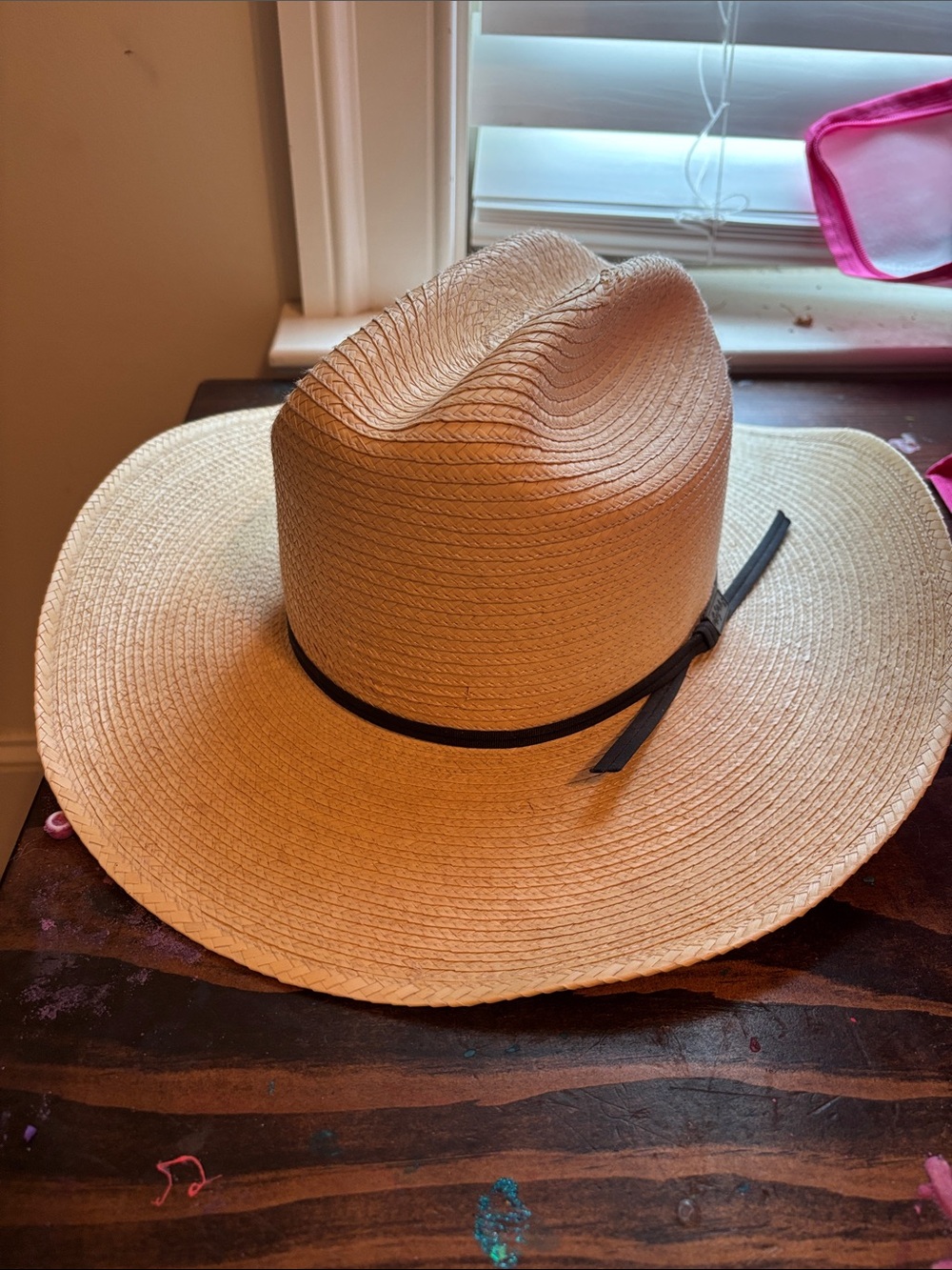 Milano Kids Straw Sun Hat with Black Trim